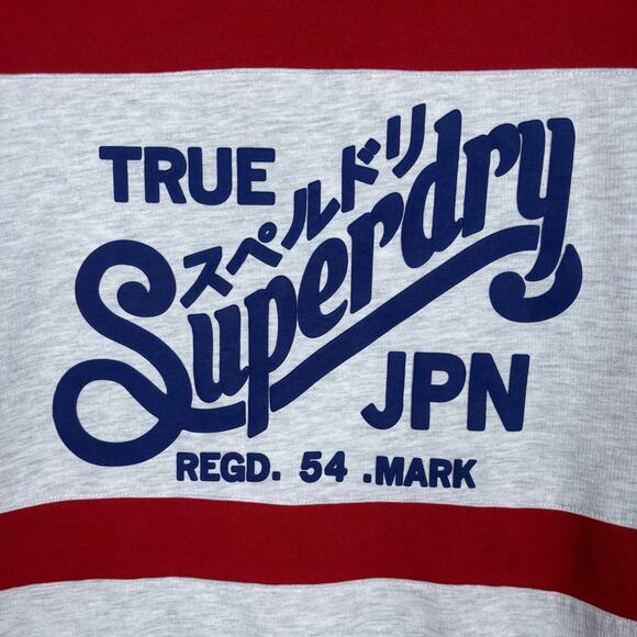 Superdry True JPN Crewneck Sweatshirt Gray Red White Size US 8 (EU 40) - Picture 2 of 10